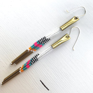 Pink Pop Bead Tassel Earrings