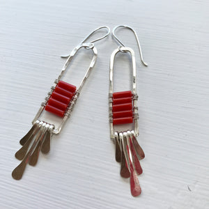 Coral mosaic earrings