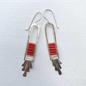 Coral mosaic earrings