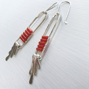 Coral mosaic earrings