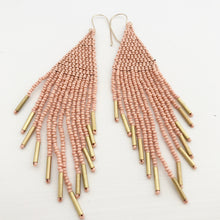 Load image into Gallery viewer, Dusty Pink Bead Fringe Earrings