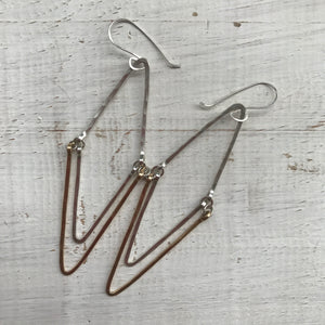 Gold and Silver Triangle Earrings