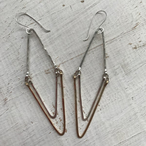Gold and Silver Triangle Earrings