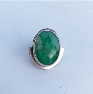 Chrysoprase and silver ring