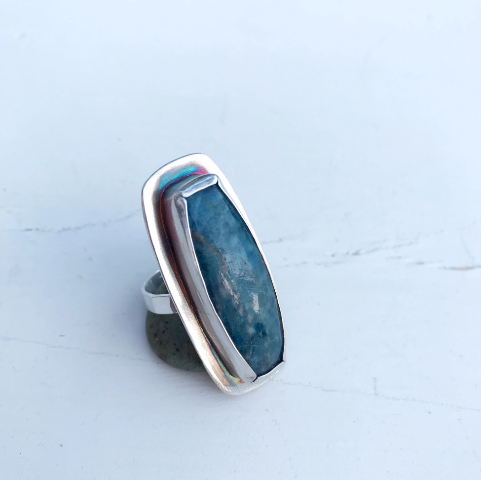 Large Blue Apatite Ring