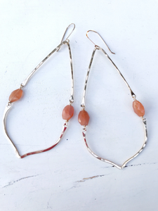 Peach moonstone hinge earrings