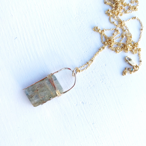 Kyanite Standing Stone Necklace-Gold Filled