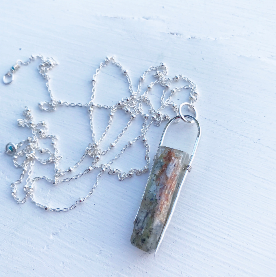 Kyanite Standing Stone Necklace-Silver