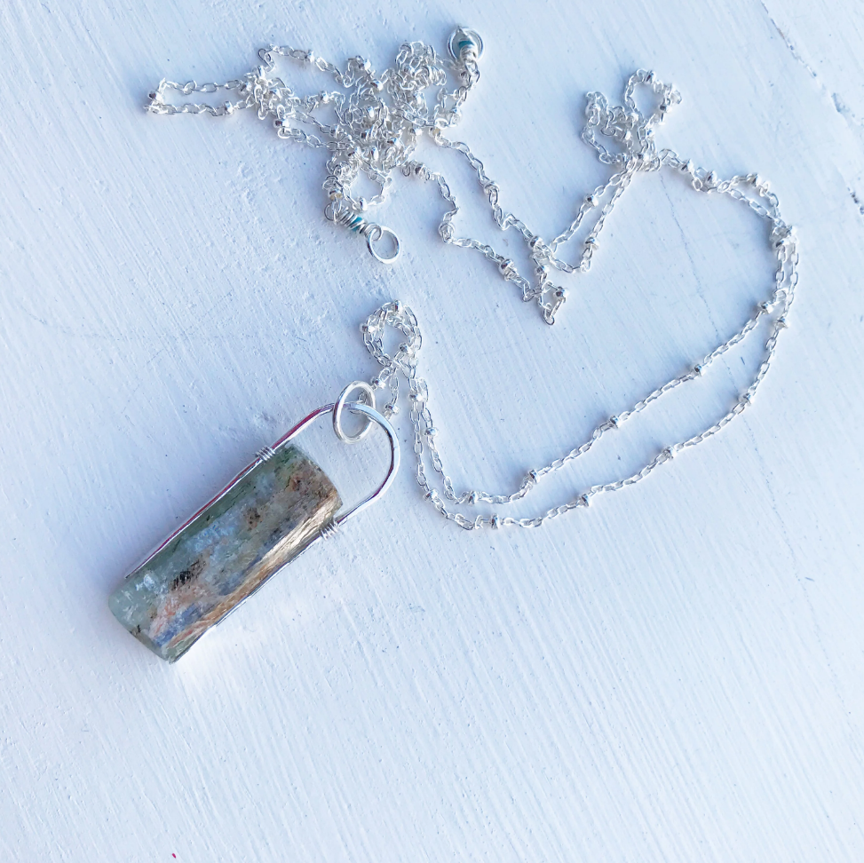 Kyanite Standing Stone Necklace-Silver