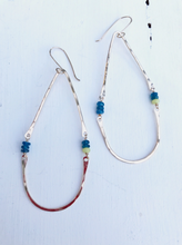Load image into Gallery viewer, Blue apatite and turquoise hinge earrings