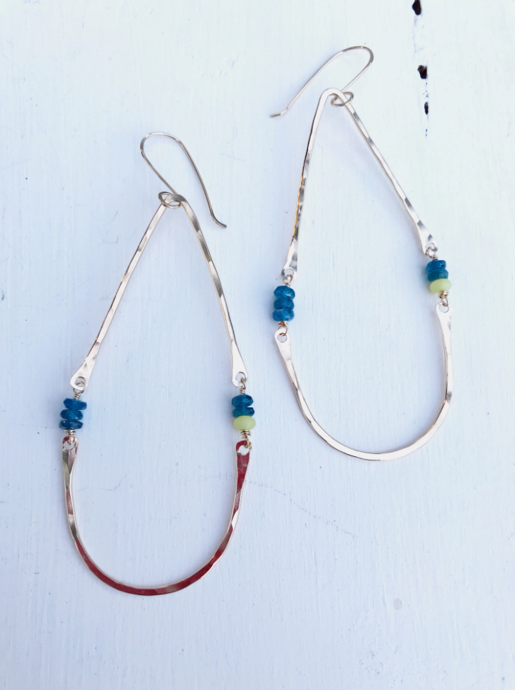 Blue apatite and turquoise hinge earrings