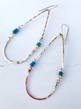 Load image into Gallery viewer, Blue apatite and turquoise hinge earrings