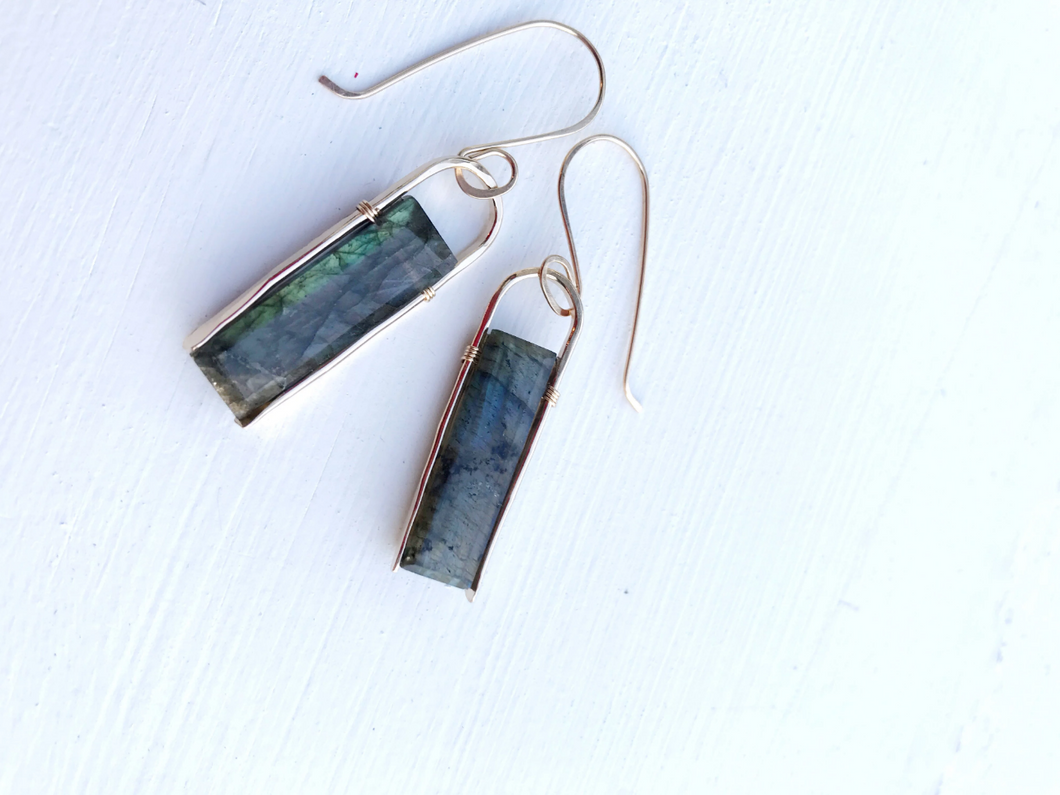 Gold Labradorite earrings