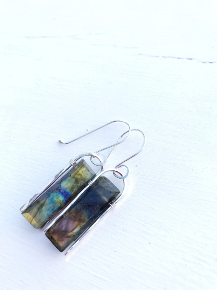 Silver Labradorite earrings