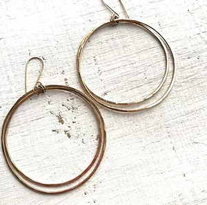 Gold on Gold Double Hoops