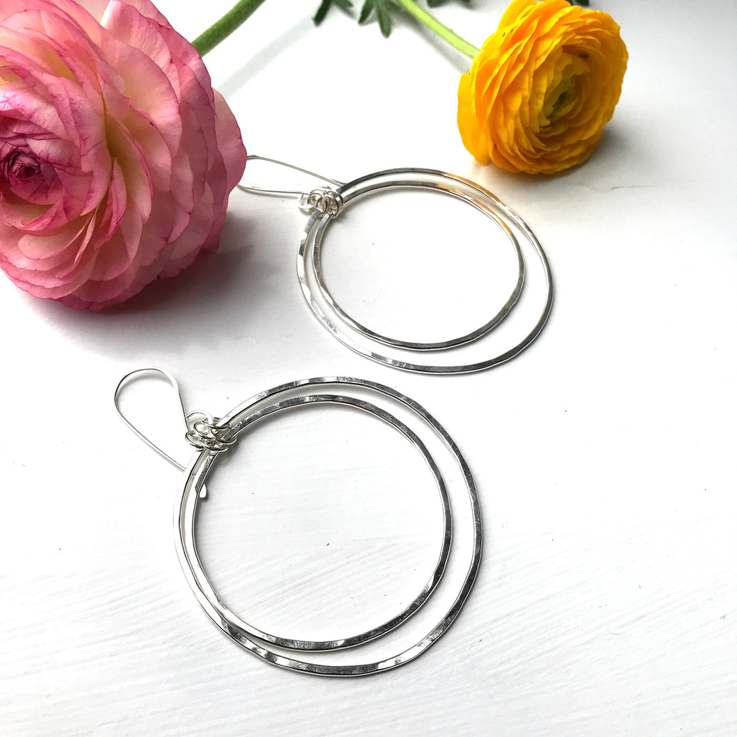 Double Silver Hoops