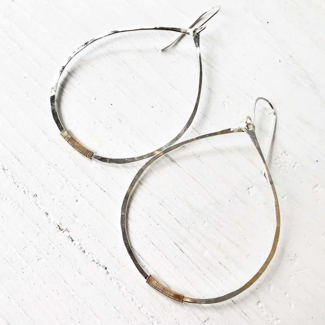 Silver Teardrop Hoops