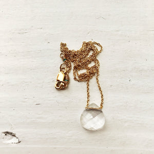 Teardrop Crystal Necklace- Crystal Clear