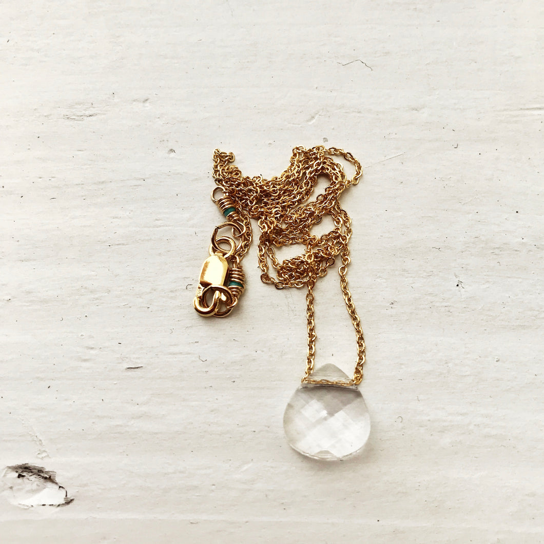 Teardrop Crystal Necklace- Crystal Clear