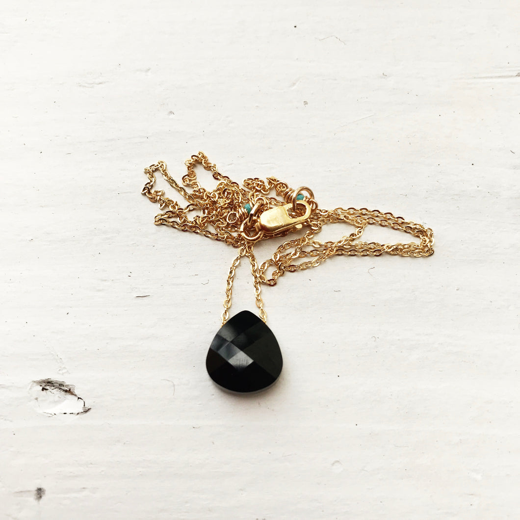 Teardrop Crystal Necklace - Jet Black