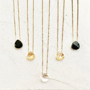 Teardrop Crystal Necklace- Crystal Clear